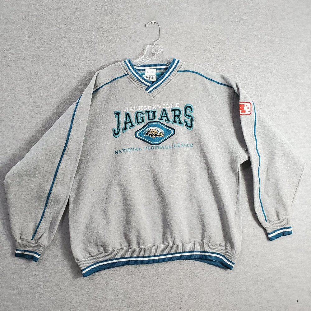 VINTAGE Jacksonville Jaguars Men Sweatshirt 2XL Gray Logo Embroidered Mesh Lee